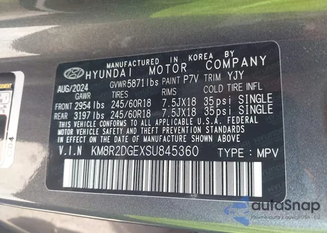 2025 Hyundai Palisade Sel from USA, damaged, VIN KM8R2DGEXSU845360